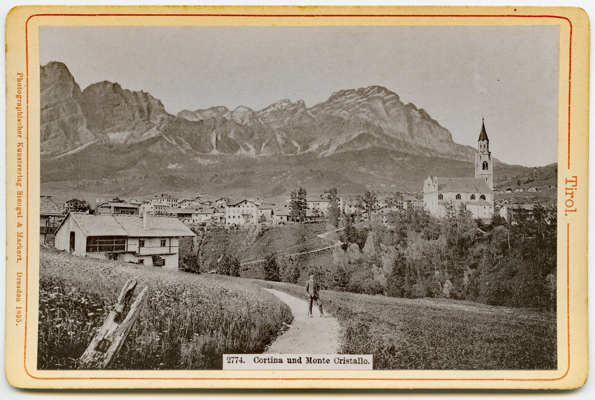 Foto: TAP/ Ansicht Cortina d'Ampezzo mit Monte Cristallo - Foto Stengel _ Markert, Dresden - 1895