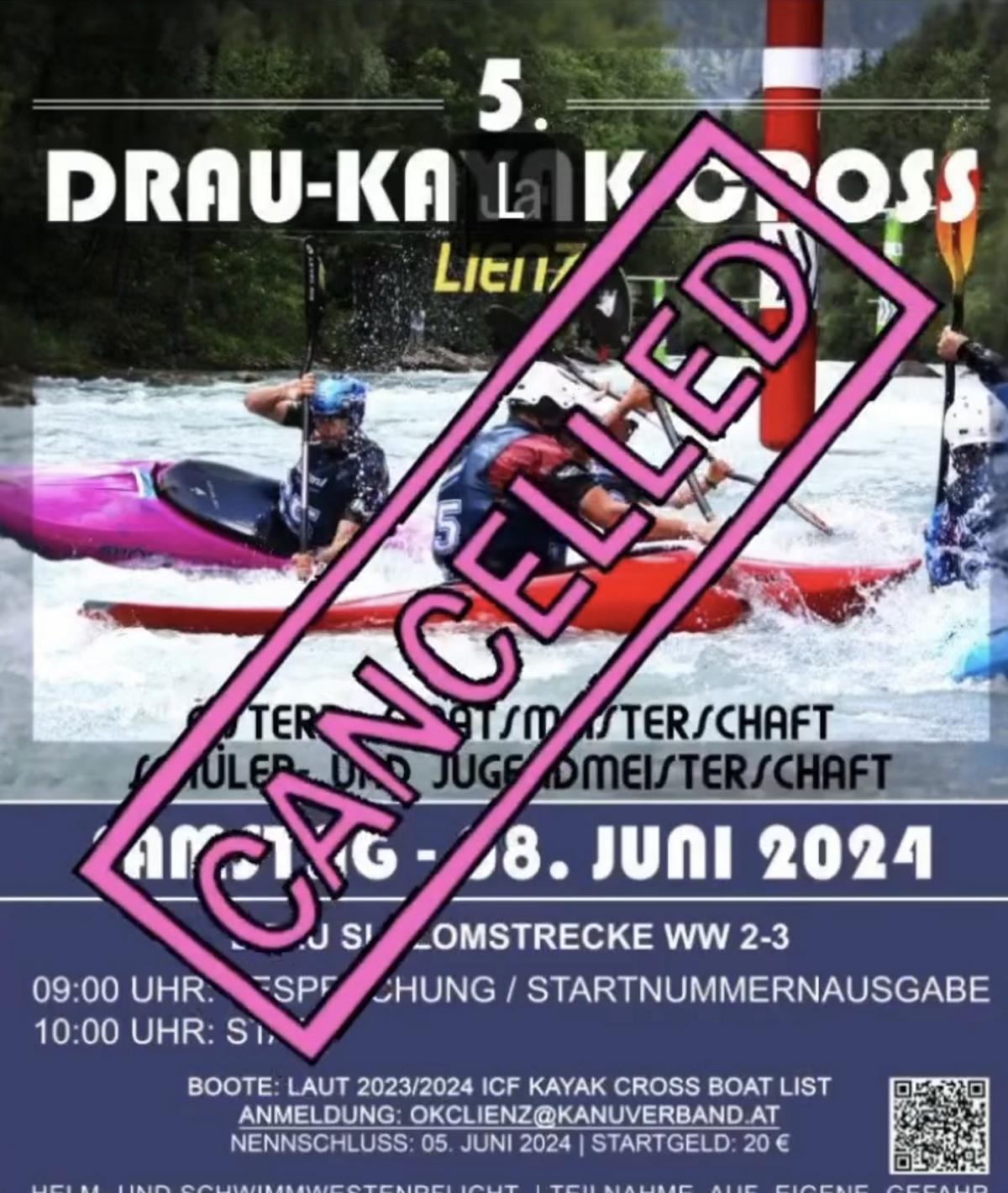 Drau-Kayak-Cross in Lienz ist abgesagt