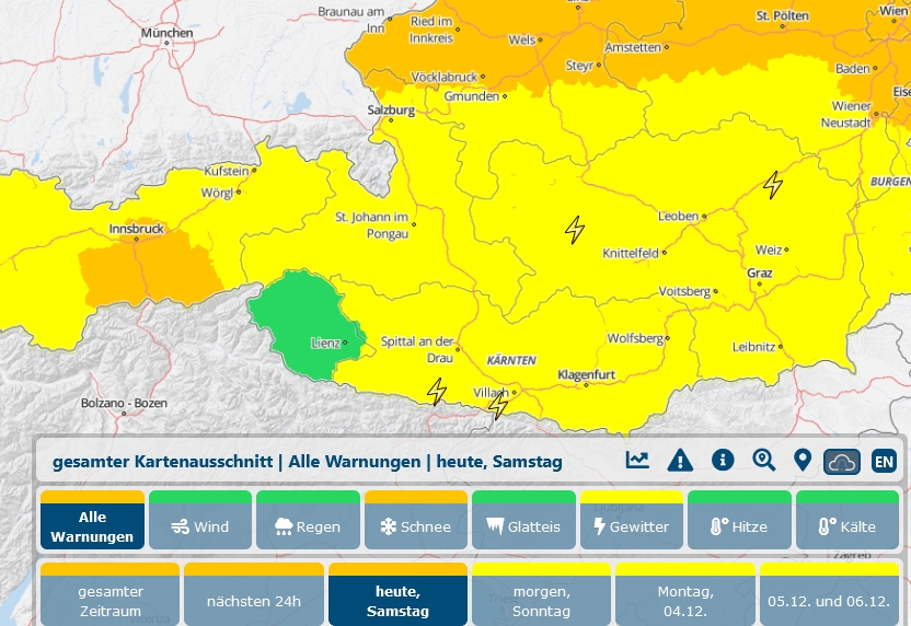 Wetterwarnung f&uuml;r Osttirol aufgehoben