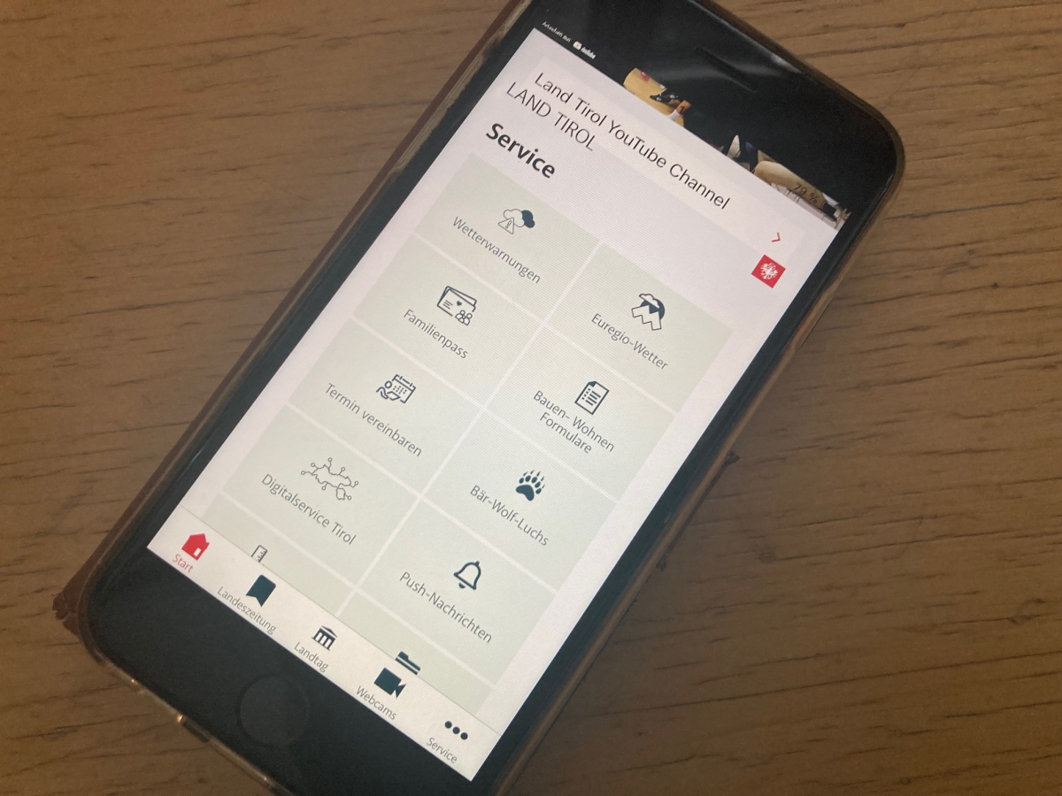 Land Tirol-App bekommt zus&auml;tzliche Funktionen
