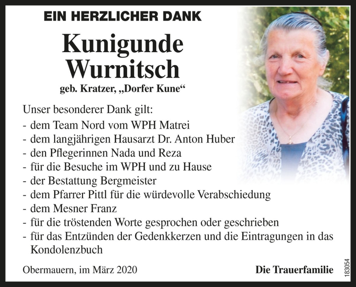 Kunigunde Wurnitsch, vlg. Dorfer Kune