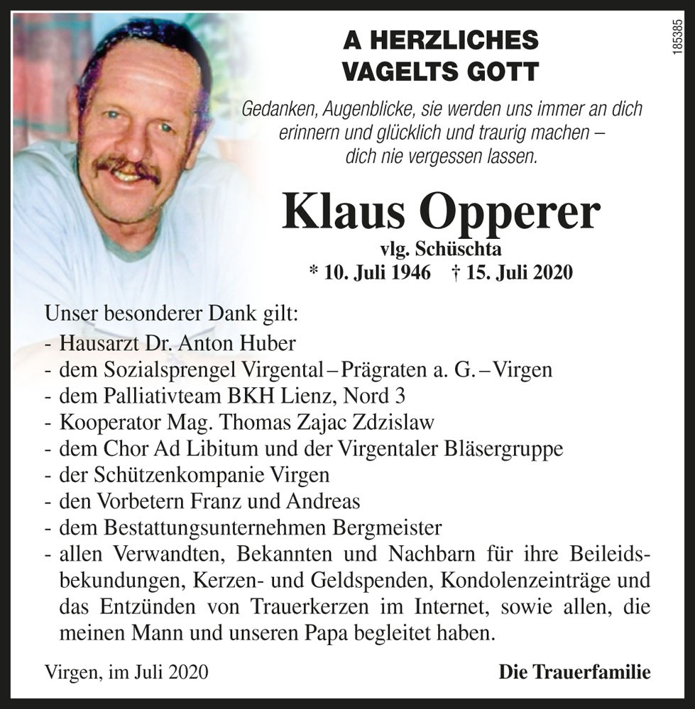 Klaus Opperer, vlg. Sch&uuml;schta