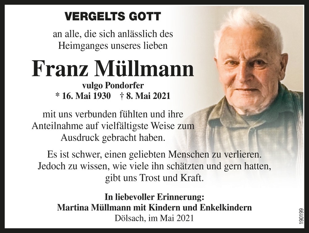 Franz M&uuml;llmann, vlg. Pondorfer