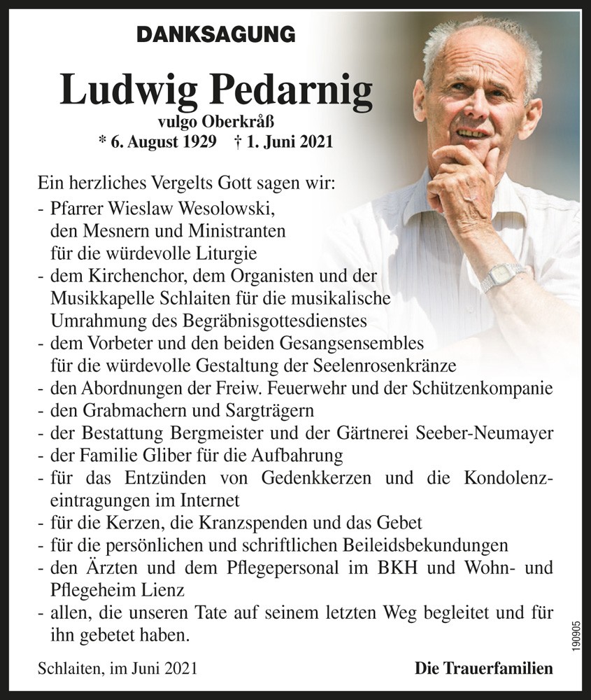Ludwig Pedarnig, vlg. Oberkra&szlig;