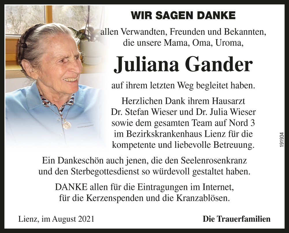 Juliana Gander, geb. Nothdurfter 