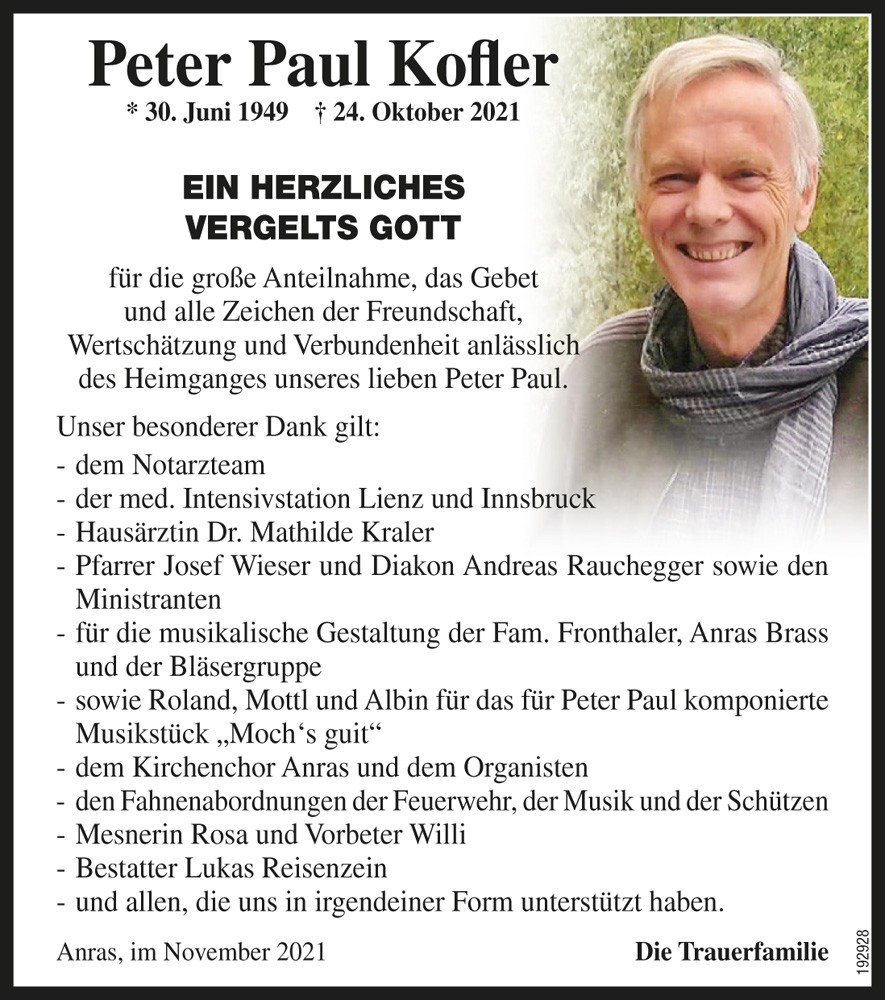 Peter Paul Kofler, vlg. Bichlgeiger 