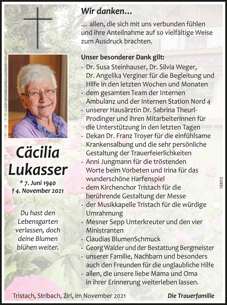 C&auml;cilia Lukasser, geb. Linder