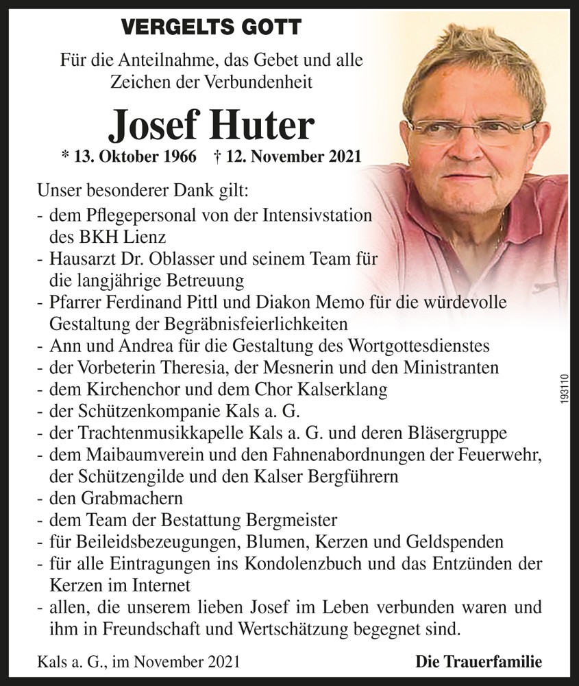 Josef Huter, &bdquo;Lesacherhof Josef&ldquo; 