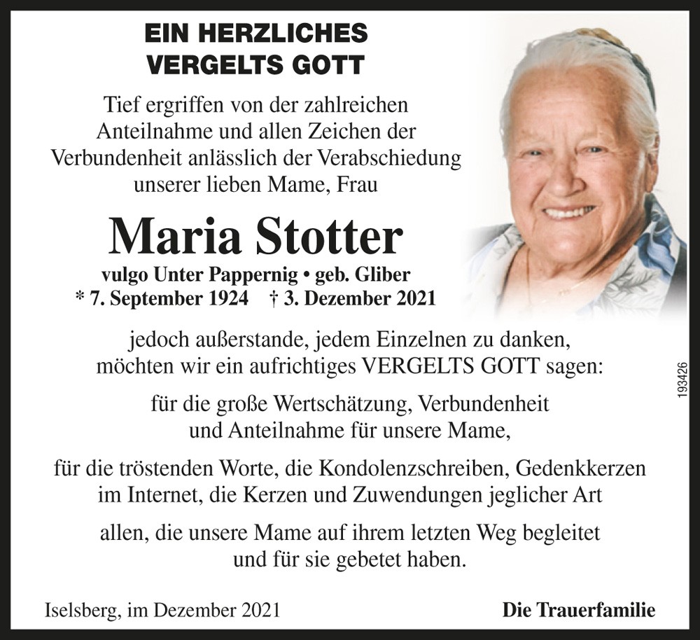 Maria Stotter, vlg. Pappernig