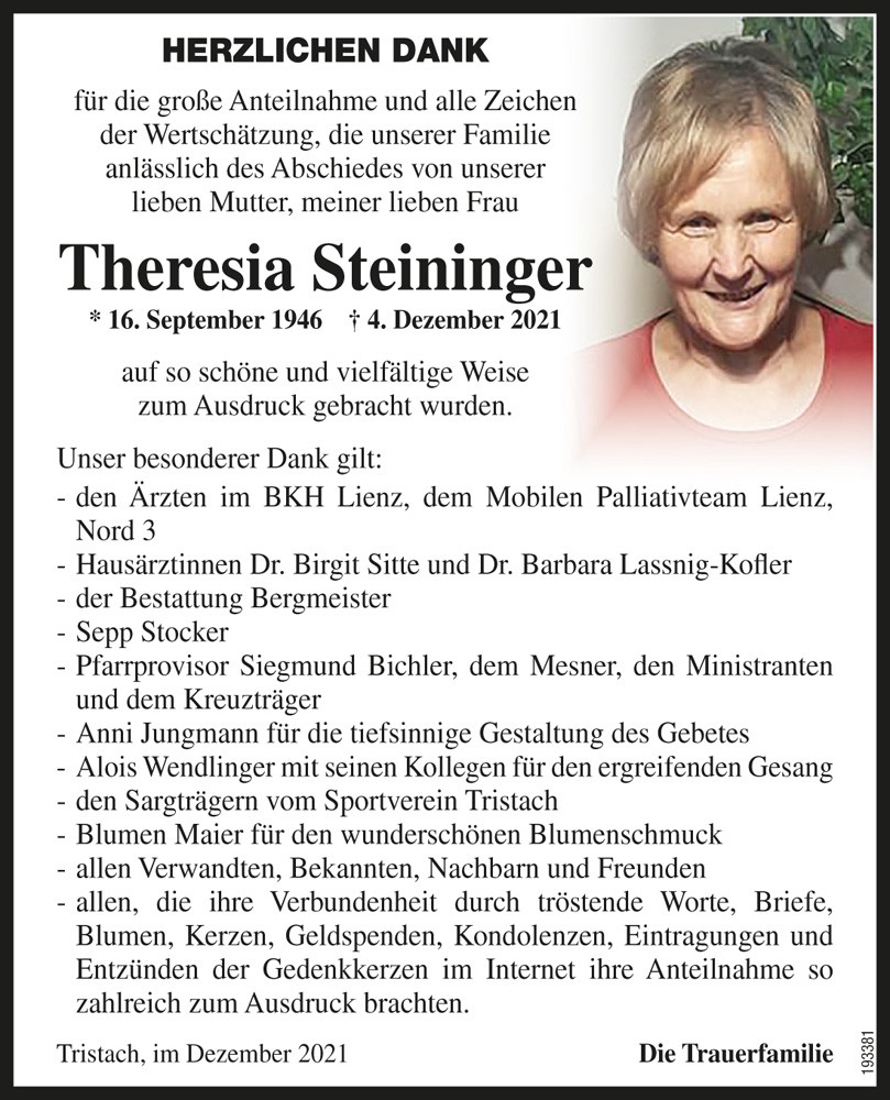 Theresia Steininger, geb. Ploner