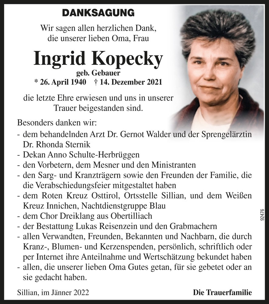 Ingrid Kopecky geb. Gebauer 