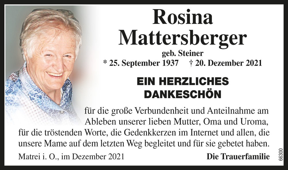 Rosina Mattersberger, geb. Steiner