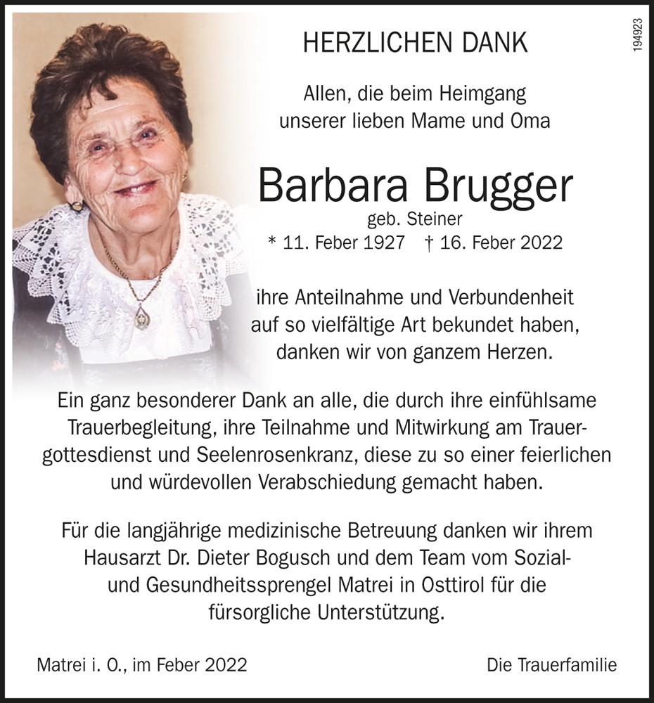 Barbara Brugger, geb. Steiner
