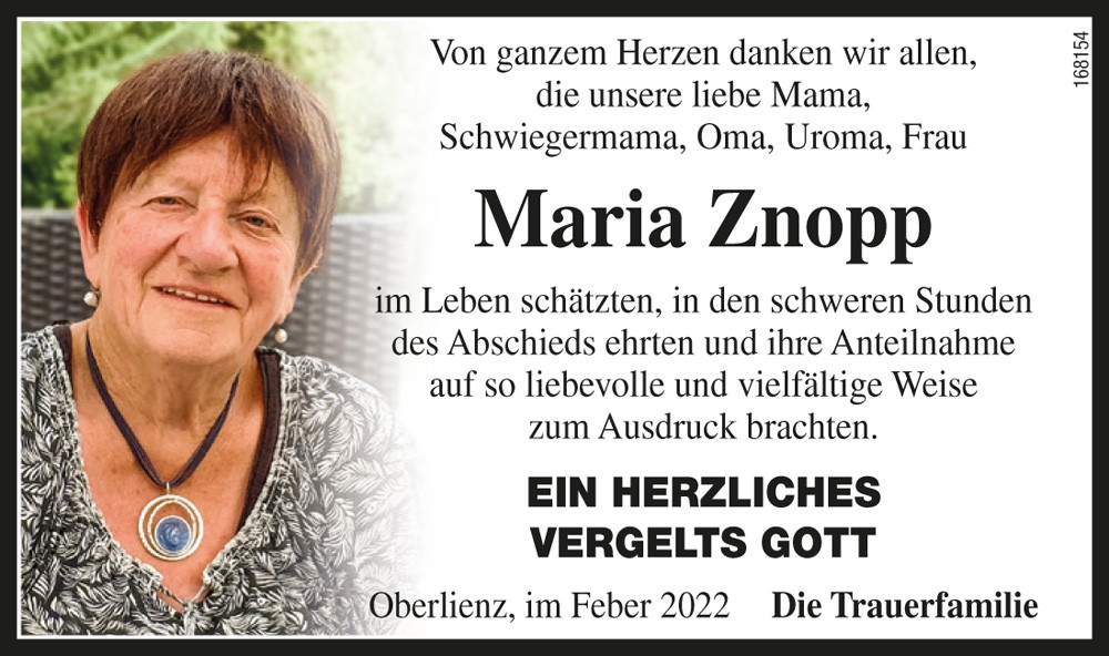 Maria Znopp, geb. Lobenwein