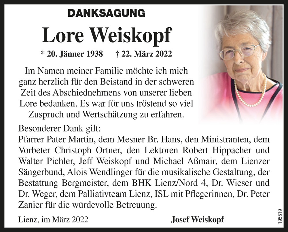 Lore Weiskopf geb. Moritz
