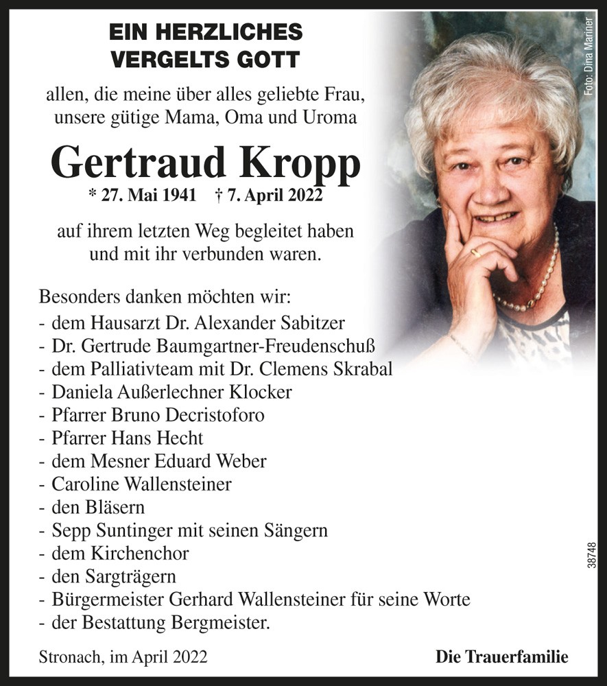 Gertraud Kropp, geb. Winkler