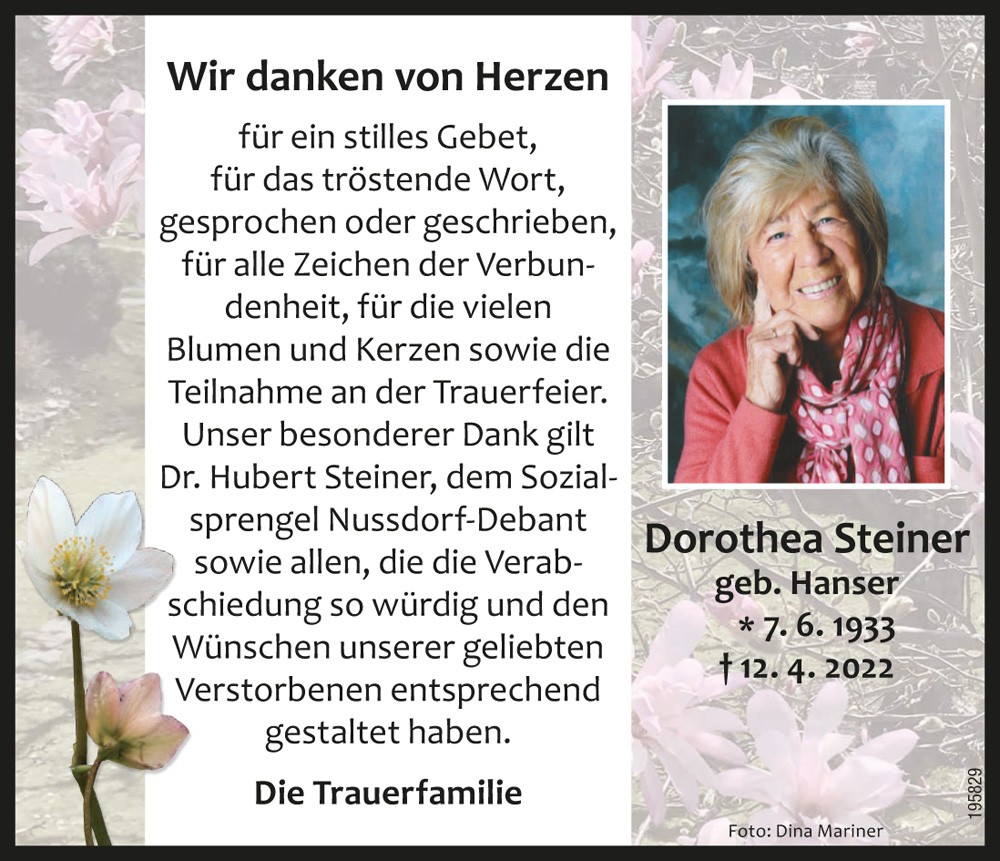 Dorothea Steiner, geb. Hanser