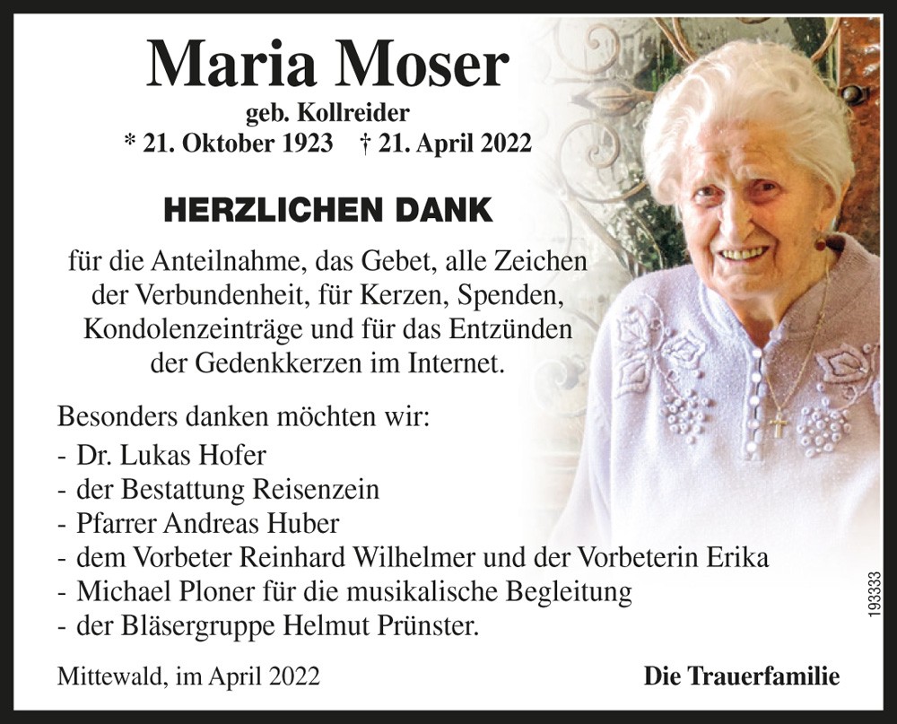 Maria Moser, geb. Kollreider