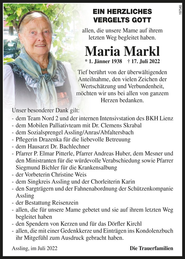 Maria Markl, geb. Unterweger