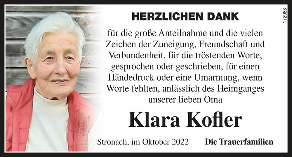 Klara Kofler, geb. Greil