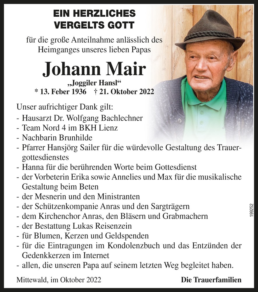 Johann Mair, "Joggiler Hansl"
