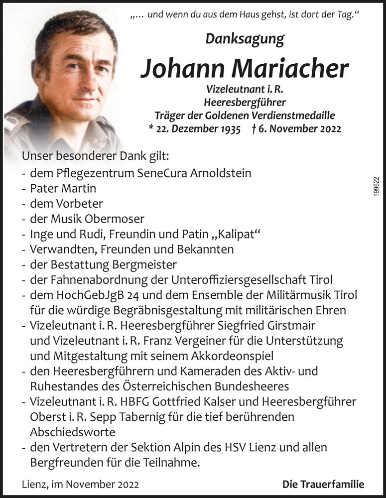 Johann Mariacher Vizeleutnant i.R.