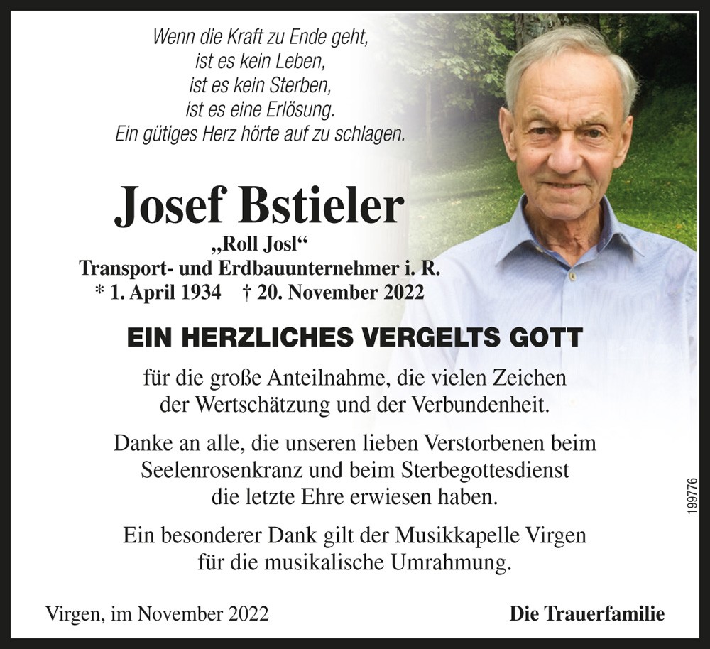 Josef Bstieler, "Roll Josl", Transport- u. Erdbauunternehmer