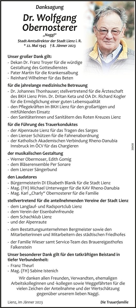 Dr. Wolfgang Obernosterer